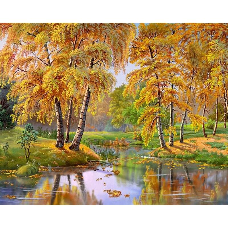 

5D DIY Алмазна картина Дерево Набір для вишивання хрестиком Повне свердло Кругла вишивка Пейзаж Мозаїка Художня картина зі стразами Декор Подарунок Full Round 20x30CM