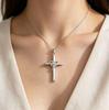 Elegant Cross Love Heart Necklace for Women - Stylish Luxury Pendant, Versatile European & American Heart Design.