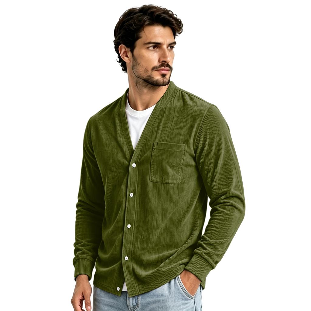 Men's Casual Loose Fit Color Shirt with Pockets for Everyday Wear