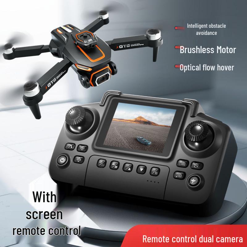 GT5 Drone with Brushless Motor, Optical Flow, Obstacle Avoidance, Remote Control, and Aerial Photography Capability.