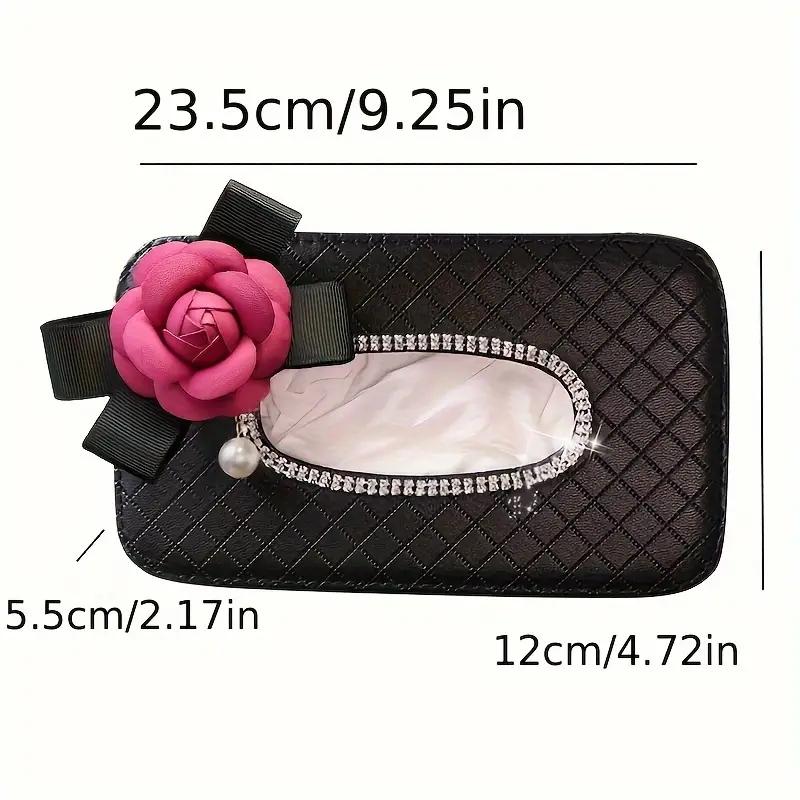 Camellia Flower Car Tissue Box Towel Sets Car Seat Back Tissue Box Holder Auto Interior Storage Decoration Car Accessories
