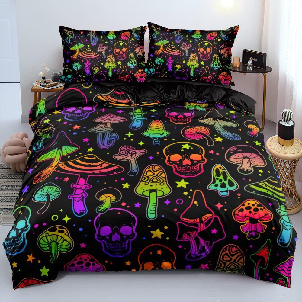 Psychedelic Mushroom Three-Piece Quilt Cover 3D Digital Printing Bedding Set Color Bed Cover
