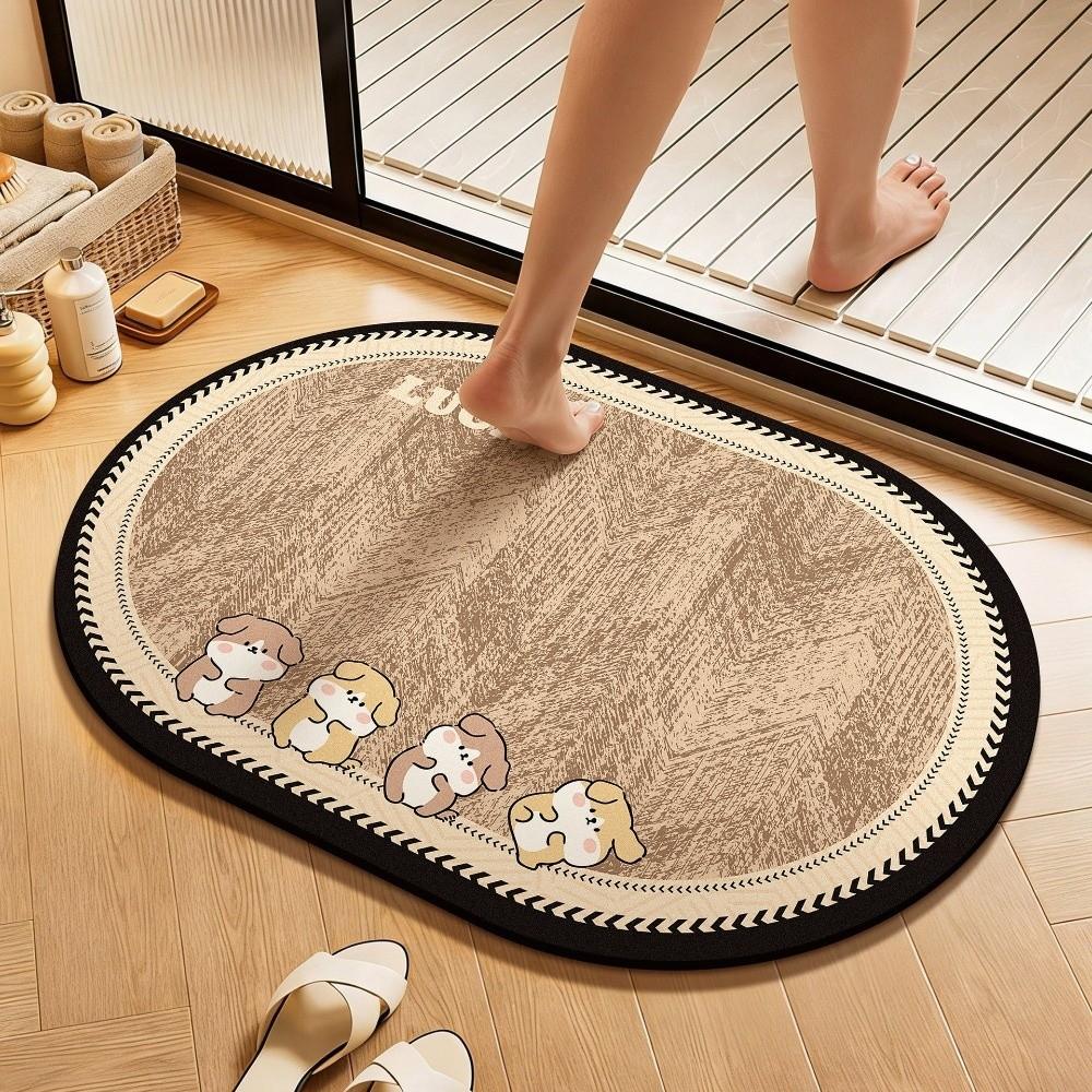 Cartoon Animal Bathroom Mat Anti Slip Door Mat Stain-resistant Puppy Absorbent Mat  Wet Areas