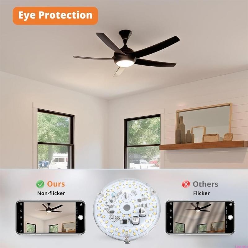 

Светодиодная панель для потолочного вентилятора, 120 В, 18 Вт, 1530 лм, для замены штатного потолочного светильника, диммируемая светодиодная панель для модернизации освещения. China Mainland