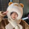 Super cute capybara hat scarf gloves integrated hooded scarf warm cute plush two-in-one hat