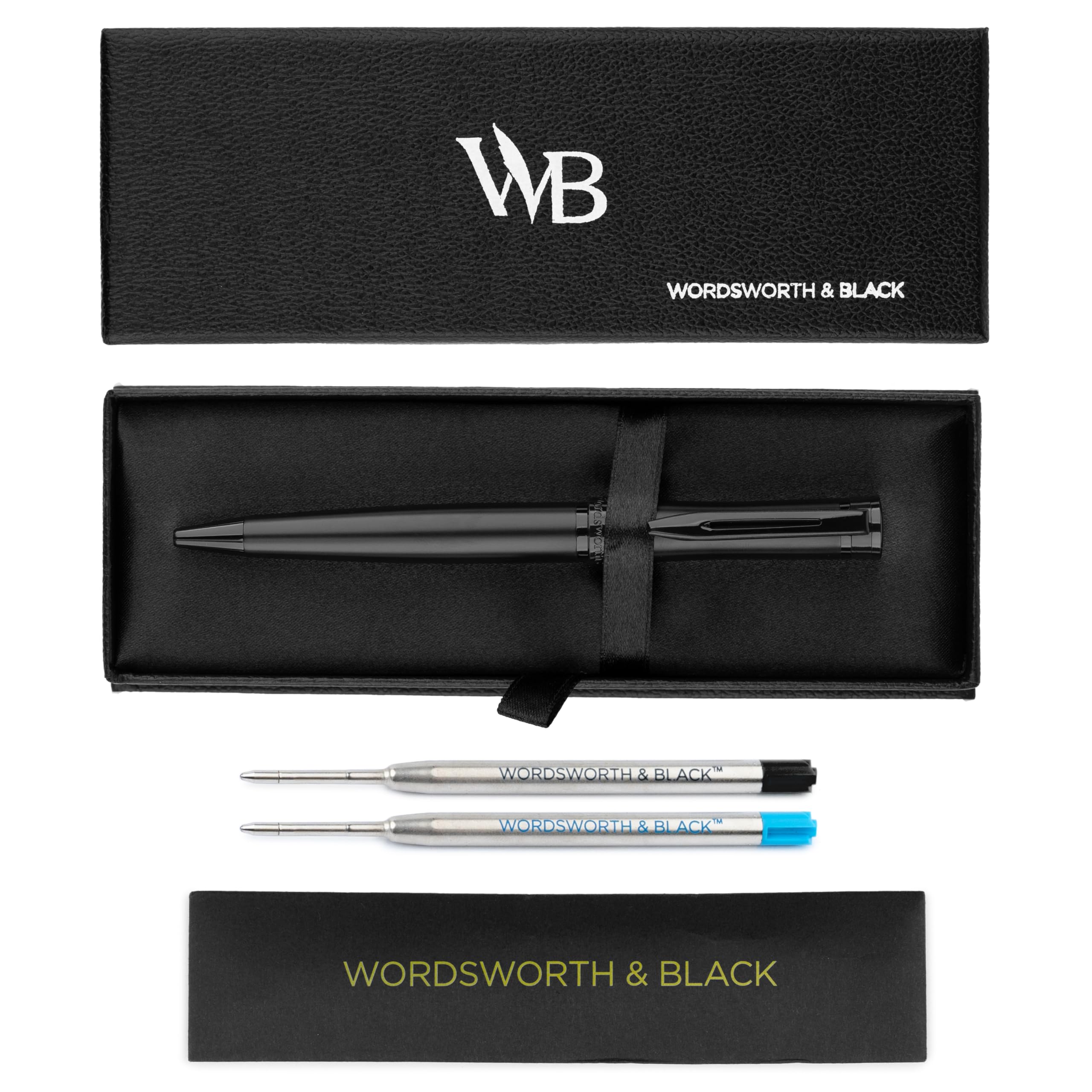 

Уордсворт и Блэк Шариковая Ручка Полностью Черный Лак Потрясающе Роскошная Ручка с Чернилами Подарок для Мужчин Красивая Ручка с Тонким Пером, - Сменные Блоки, и Женщин,