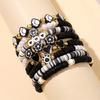 8pcs Sweet Flower Heart Pink Polymer Clay Layered Bracelet Set, Valentine Music Festival Party Jewelry for Women