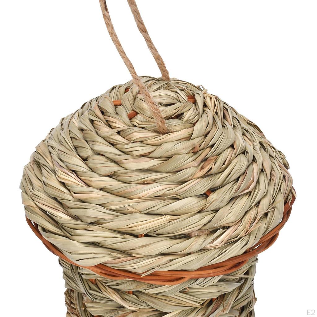 Grass Hanging Bird House Cages Shelter Roosting Nest Hand Woven Hut for Hummingbird