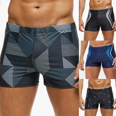 New Sexy Men's Swimming Trunks with Checkered Beads and Flat Corners, Beach Sports Swimming Trunks