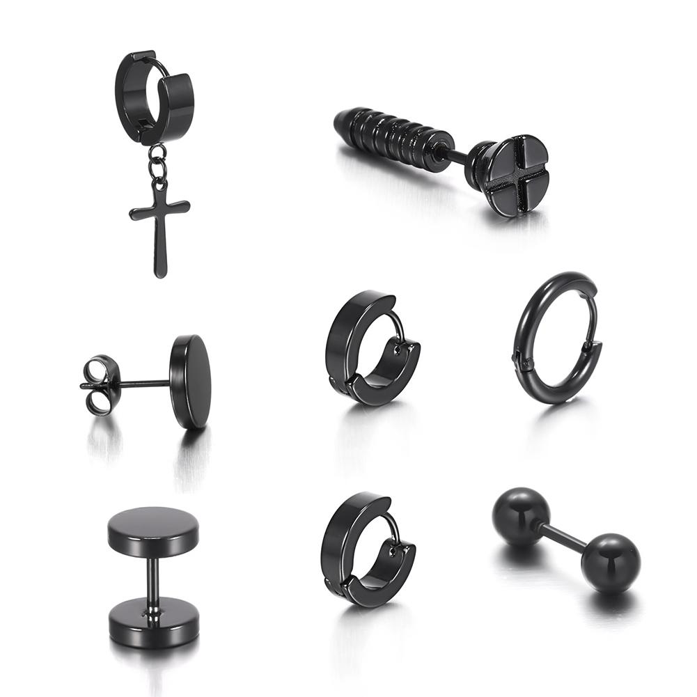 Black Stainless Steel Stud Earrings Simple Fashion Earrings Creative Ear Buckles Accessories Jewelry
