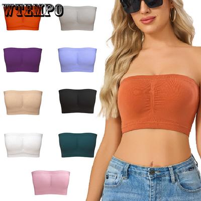 Large Size Bra Double-layer One Line Round Strapless Women's Removable Chest Cushion Without Shoulder Strap Wrapped Women's Invisible Underwear