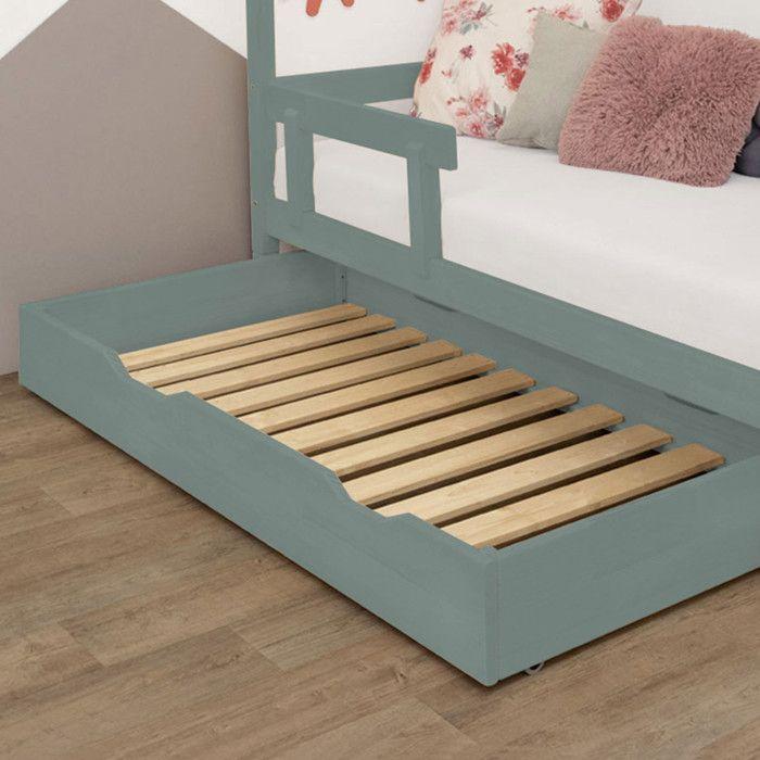 Tiroir de lit 80 x 180 avec sommier BUDDY - vert sauge