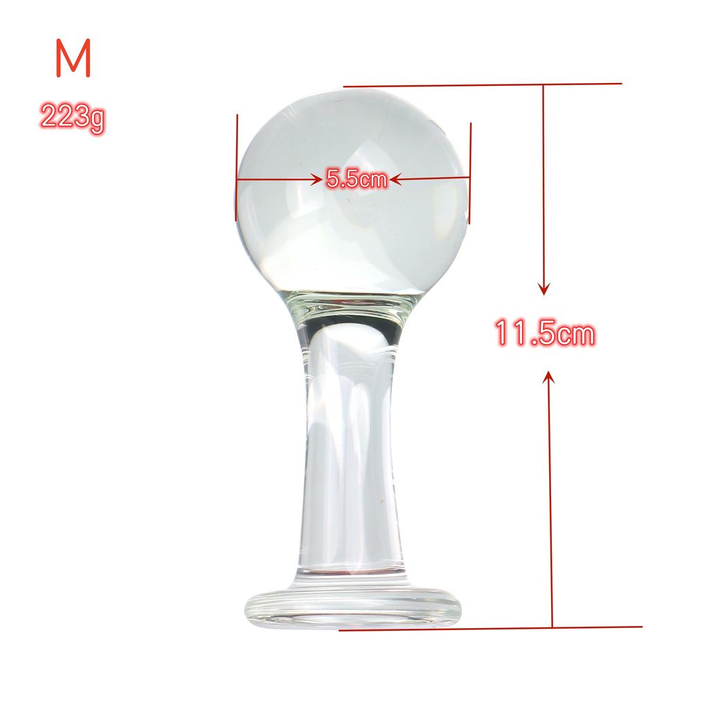 VaHpp Glass Anal Plug Round ball With handle Diameter 4.5/5.5/6cm Sex toy Anal masturbation Dilation Training Transparent Smooth