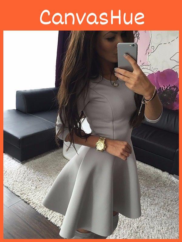 Elegant Summer Womens Lace Party Cocktail Mini Dress With Short Skater Sleeves