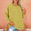 Women's Fashionable Solid Color Round Neck Long Sleeved Plush Warm Pullover Top