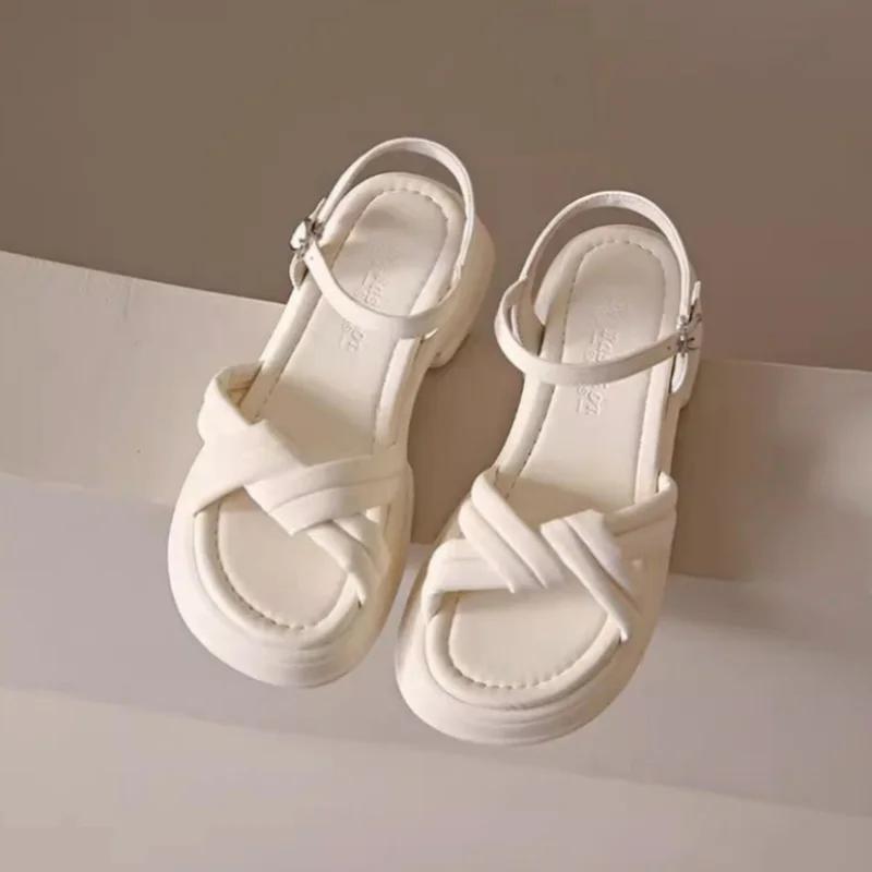Summer Women Gladiator Sandals Fashion Platform Cross-toe Sandals Comfortable Muffin Casual Women's Shoes Luxury Sandales Plates