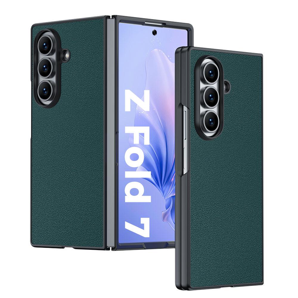 Applicable To Samsung ZFold7 Mobile Phone Case Plain Leather Lamb Leather Anti-drop Folding Business Ultra-thin ZFold6 Protective Case