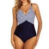 European American One-Piece Print Swimsuit with Tummy Control and Open Back for Holidays