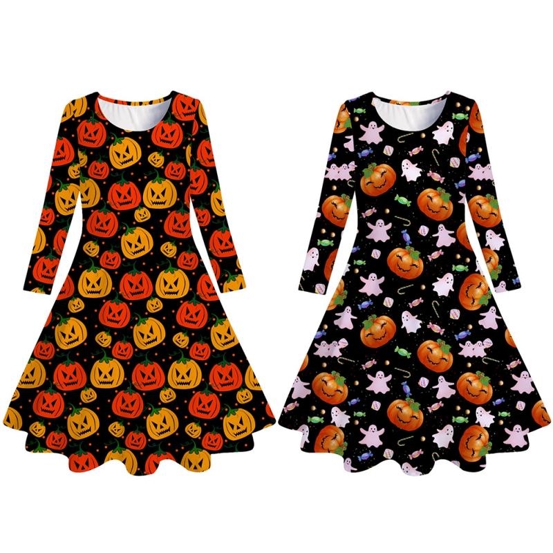 4-12 Jahre Kinder Mädchen Winter Langarm Kleid Halloween Kleid