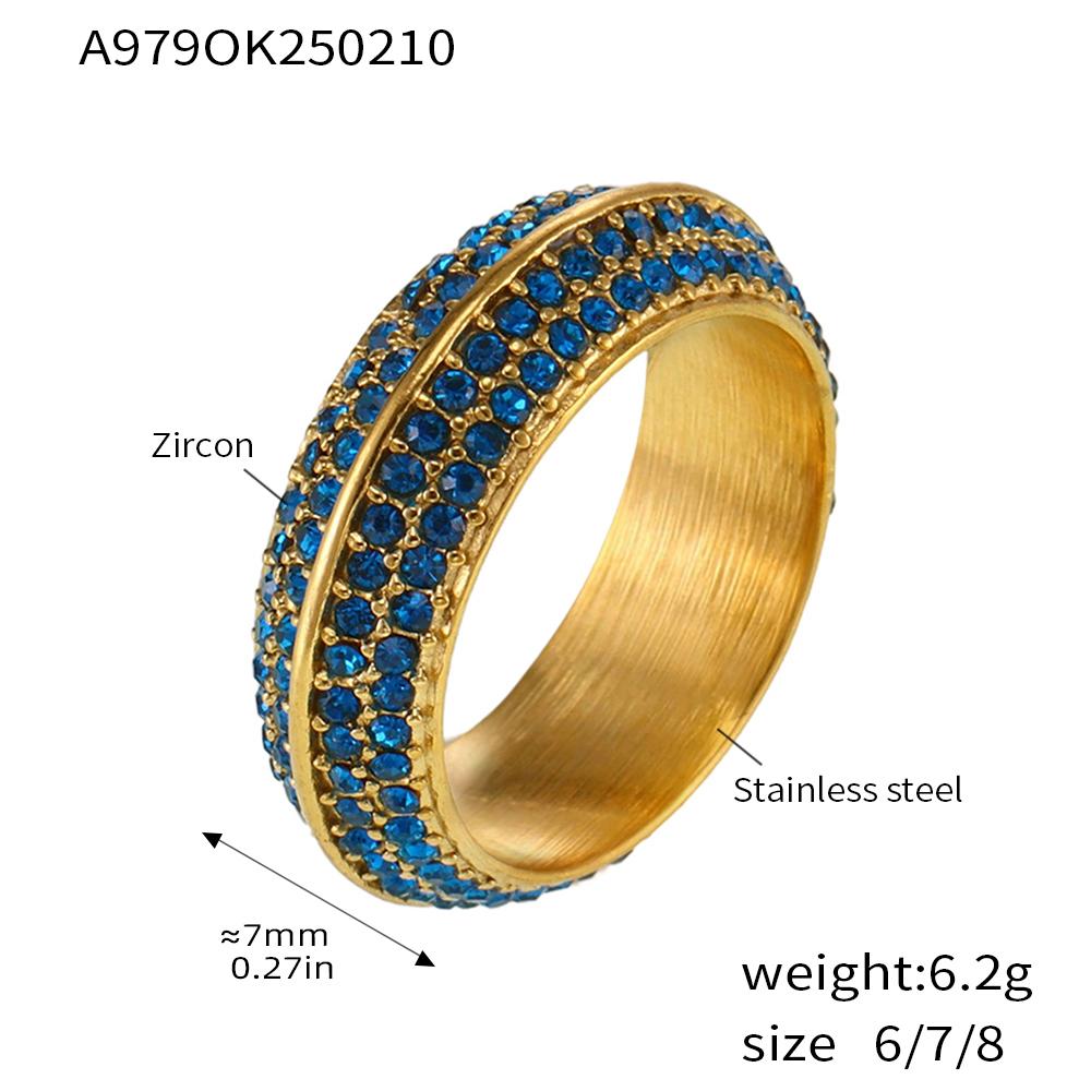 Neuer 316 Edelstahl Blau Grün Rosa Zirkonia Ring Damenmode Runder Partner Fingerring Luxus Zirkon Accessoires