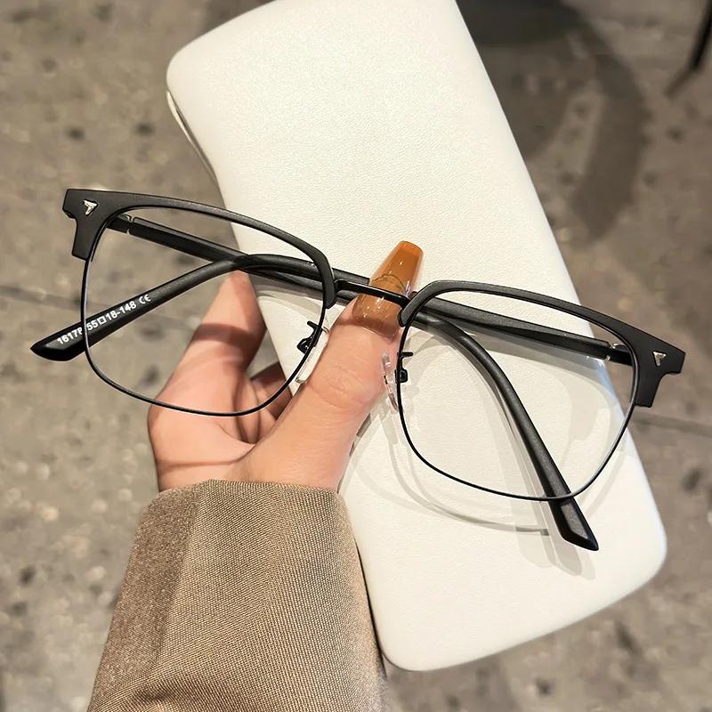 

Винтажные модные очки для близорукости, металлическая полуоправа, прозрачные очки для близорукости, унисекс, блокирующие синий свет, очки с минусом диоптрий 0(anti-blue)