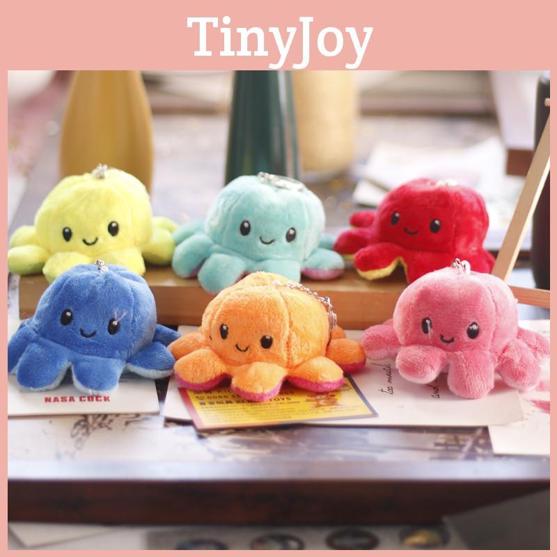 Uroczy Dwustronny Mini Pluszowy Brelok Ośmiornica Słodka Miękka Zabawka Zawieszka do Torby