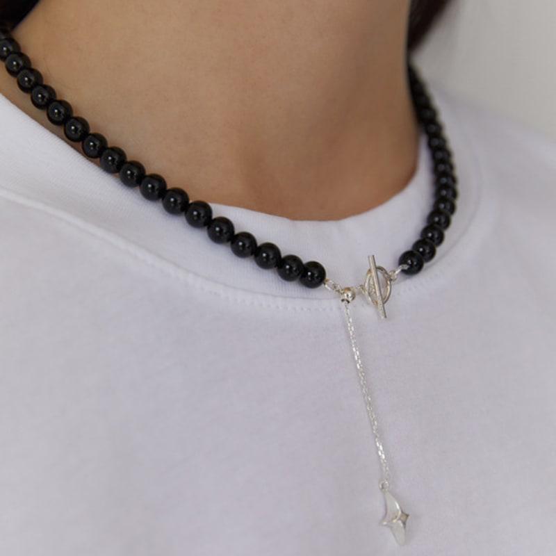 Tatiana (925 Silver) Star Toggle 6mm Onyx Necklace NZ2104