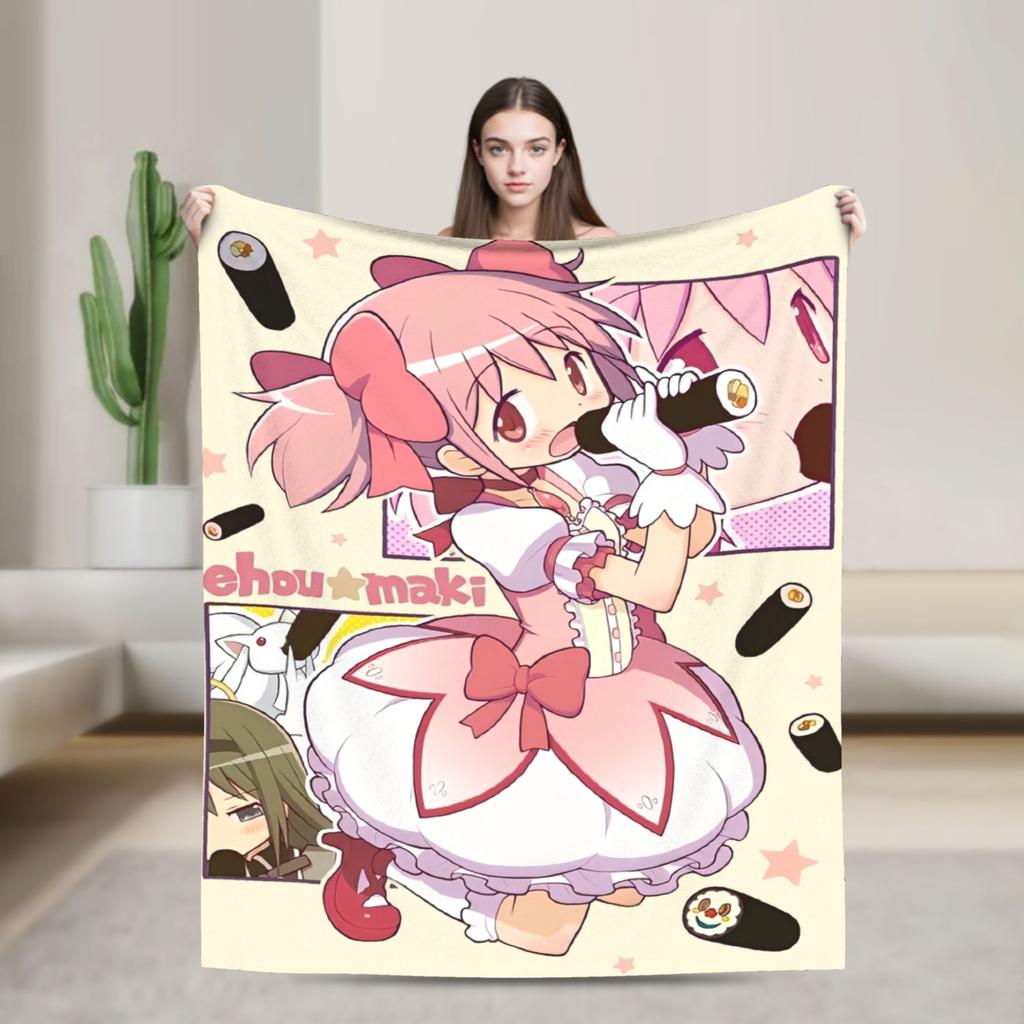 Puella Magi Madoka Magica Blanket Anime Flannel Awesome Soft Throw Blanket for Bedding Lounge Decoration