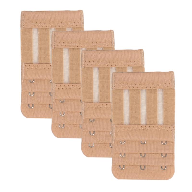 4PCS 3-Hook Women Lingerie Strap Soft Comfortable Adjustable Bra Extenders with Buckle Strap Bra Extension Intimates Accessories