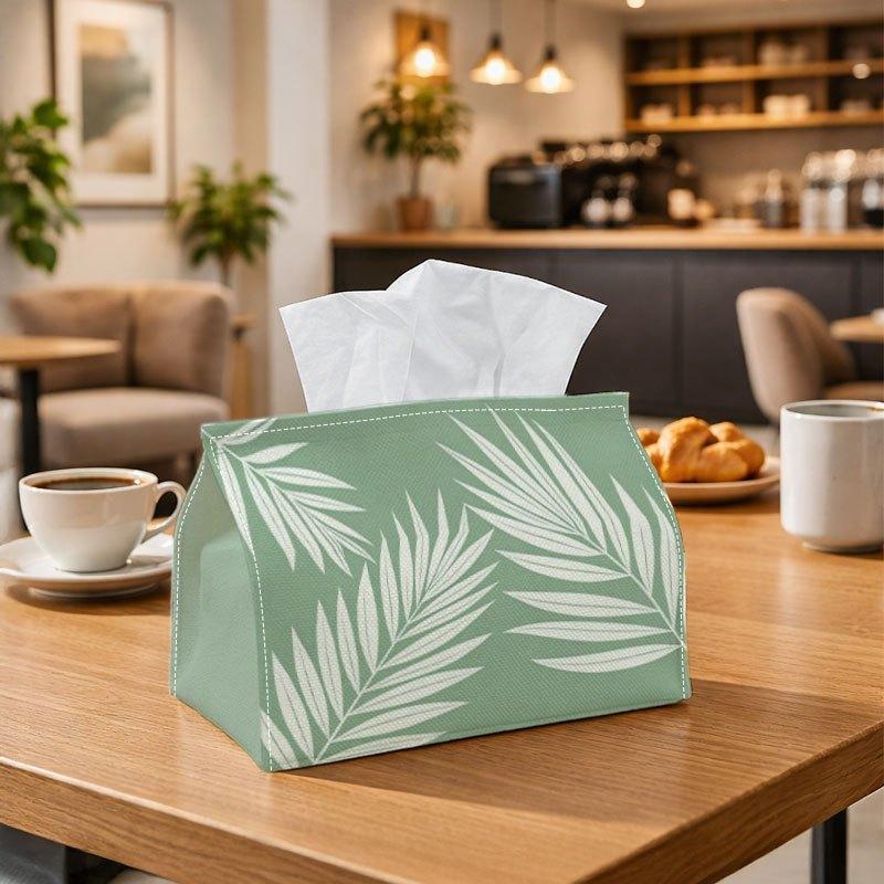 1pc Tropical Minimalist Botanical Tissue Box Holder with Palm Leaf - Durable Suitable for Living Room, Bedroom, Office Decor, Palm Print Tissue Dispen
