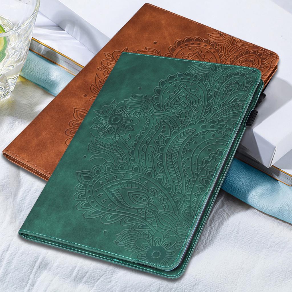 Suitable for Samsung Tab A9 plus flat leather case, Redmi pad SE retro matte peacock flower card case