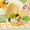Fiambrera Bento para Niños Adultos 3 Compartimentos Plástico Lindo Helado Contenedores de Almuerzo Merienda con Tenedor y Cuchara para