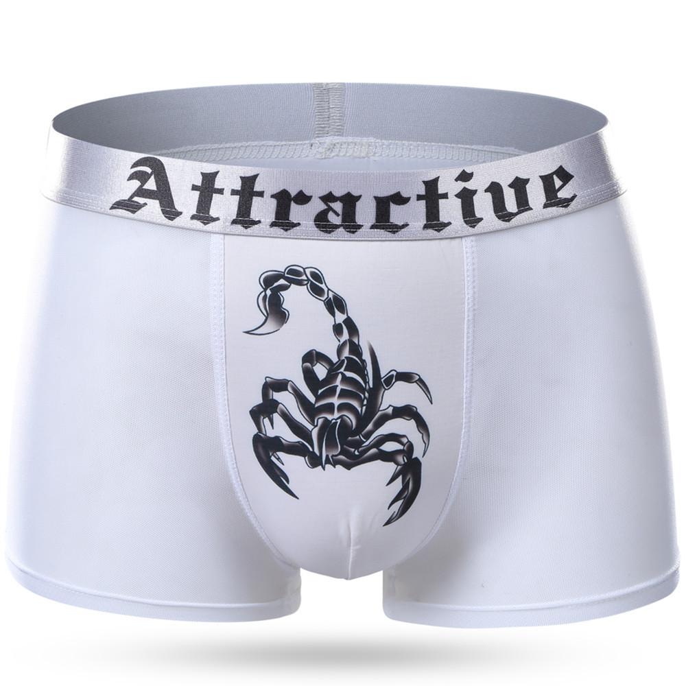 

Мужские дышащие сексуальные трусы-боксеры с принтом «Скорпион», сетчатые ультратонкие шорты-боксеры L