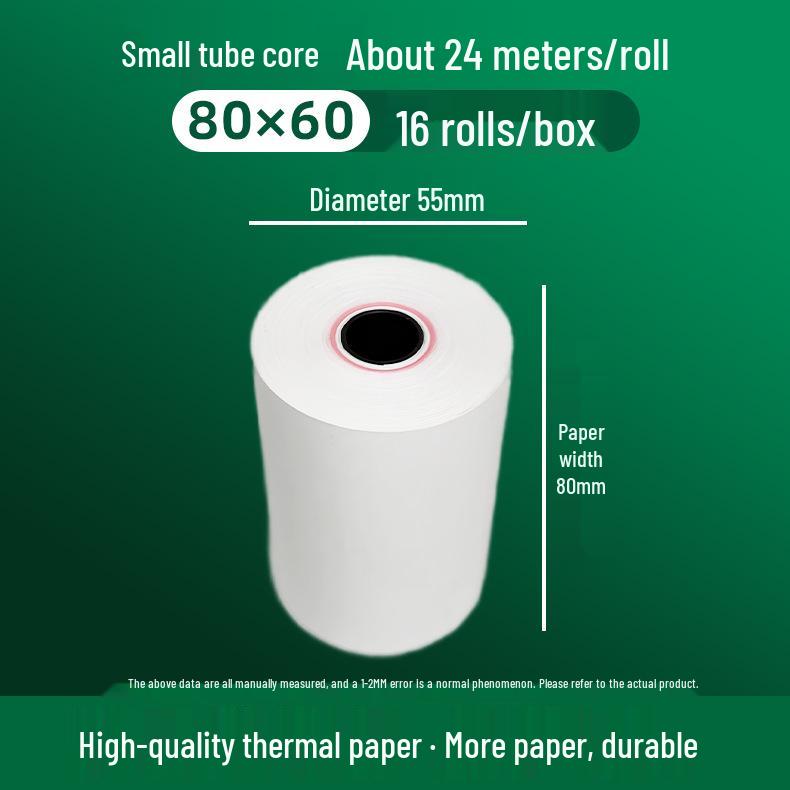 Thermal Printing Paper: Takeaway 80×50, Kitchen Receipt 80×60, Cash Register 80×80.