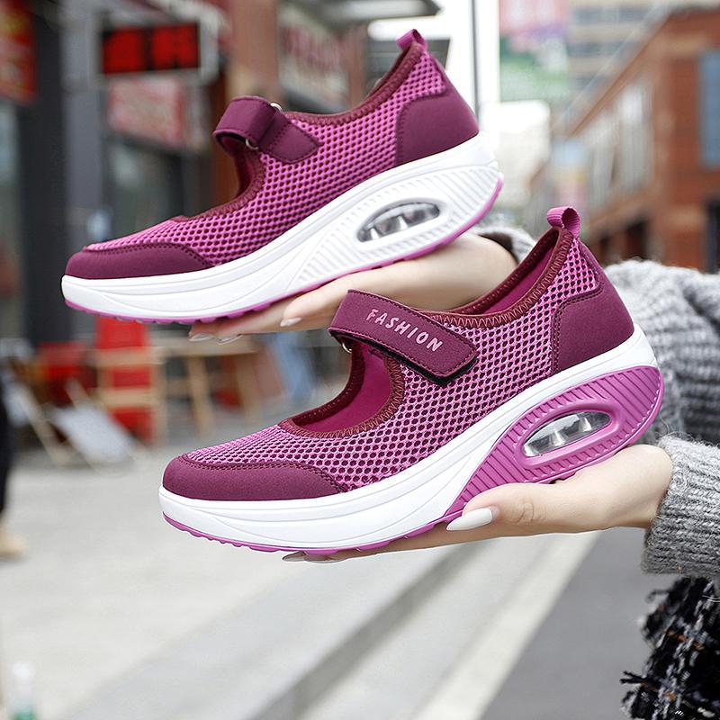 2025 Air Cushion Women's Shoes Mom Shoes Non-slip Large Size Explosive Flying Weaving Shoes Women