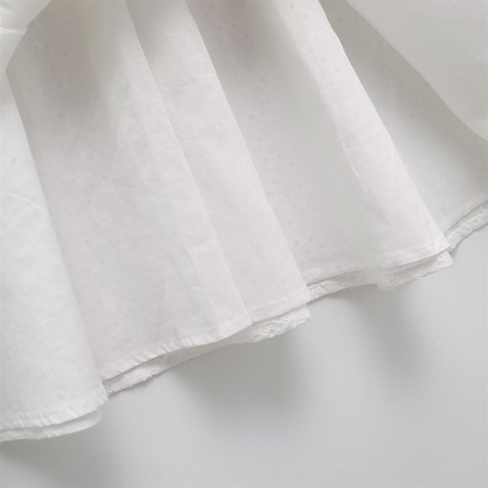 Spring/Summer 2025 Women's Embroidered V-Neck Elastic Waist Slimming Long-Sleeve Short Dress