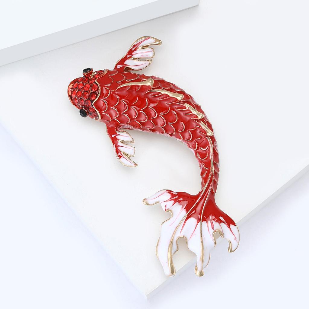 Enamel Carp Brooch for Women Unisex Animal Lapel Pins Party Friend Accessories Gifts