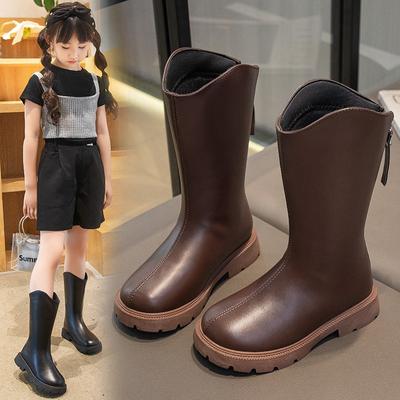 Fashion British Style Girls Boots Black Children's Knight Boots Platform High Boots