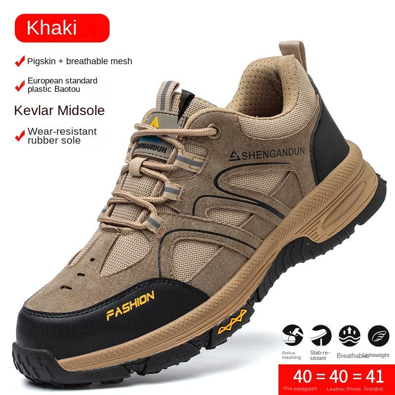 

Мужская рабочая обувь с защитой от ударов и проколов, стальная сумка-головка, износостойкая, с твердым дном, нескользящая 45