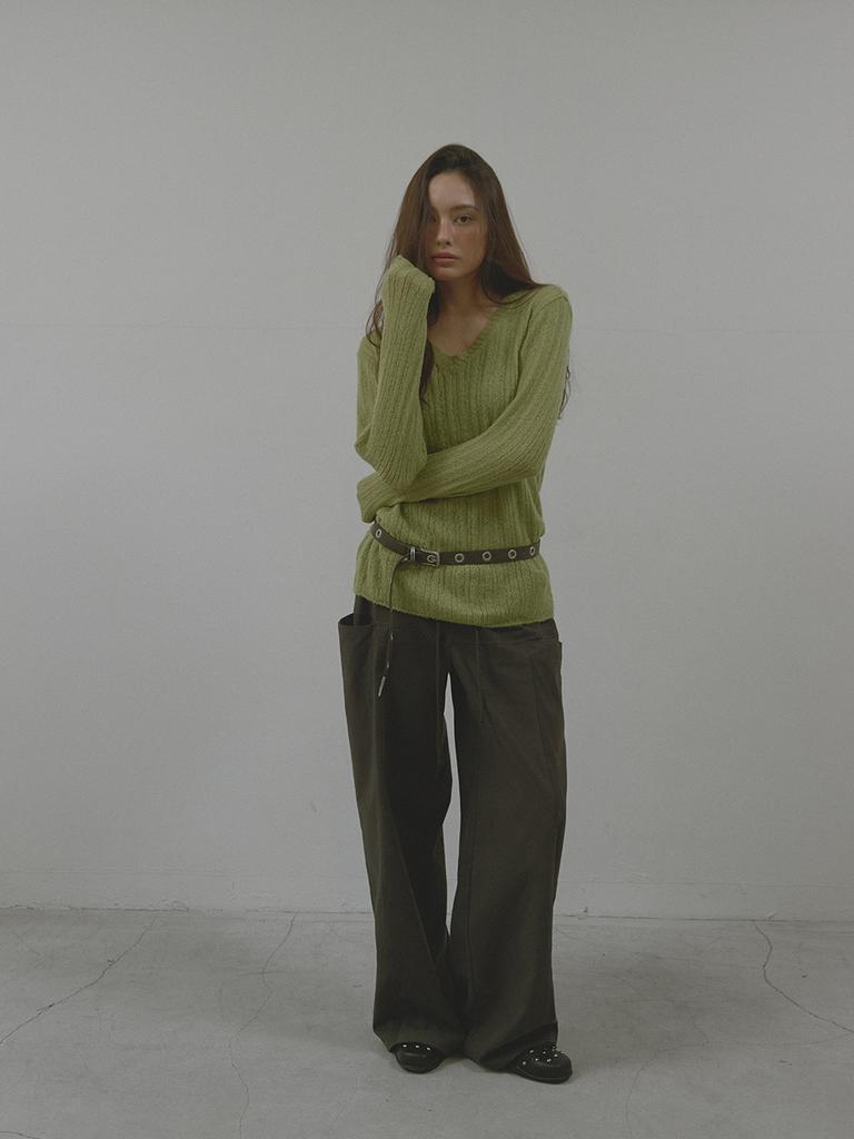 Asula V-Neck Golgi Knit (Olive)