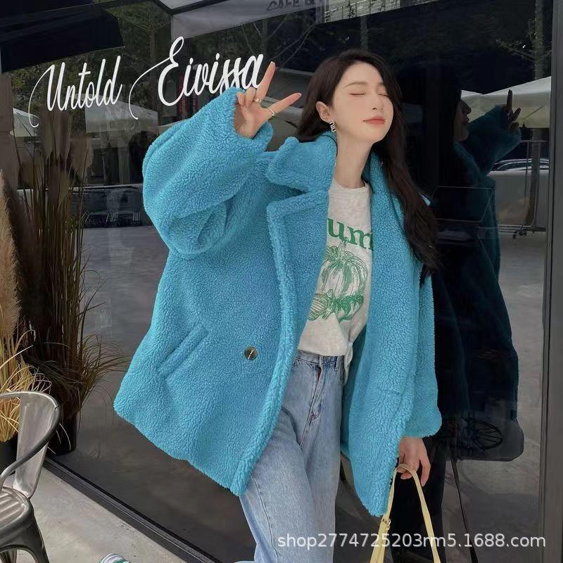 Autumn and winter loose teddy bear imitation fur coat women's clothing medium and long sheep shearing coat sheep shearing thickened