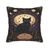 Halloween Black Cats Square Pillow Cases Witchy Moon Gothic Cushion Cover Novelty Decorative Pillowcase for Home 40x40cm