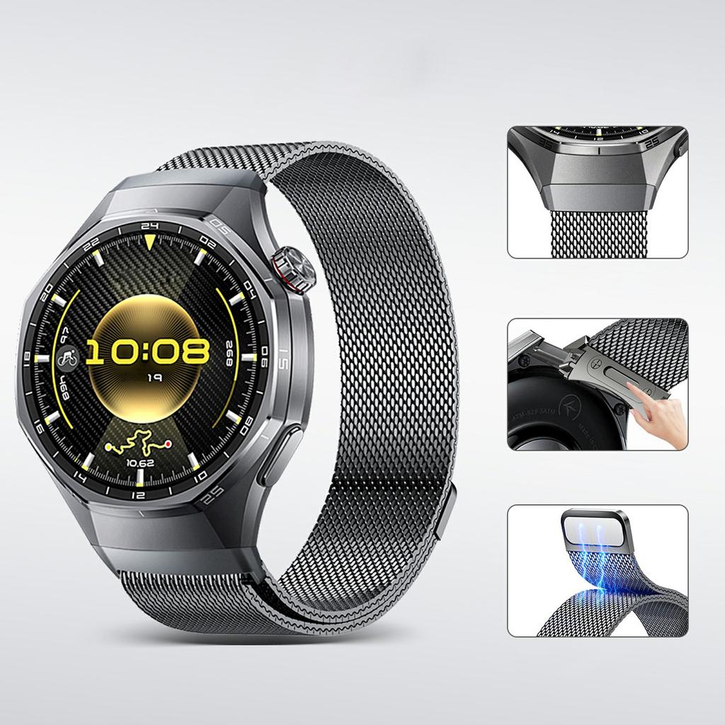 Magnetic Watch Band for Huawei Watch GT 6 Pro 46mm Stainless Steel Milanese Loop Seamless Button Quick Release Strap