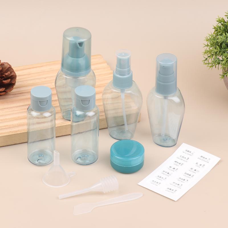 

10 Pcs Travel Bottles Toiletry Kit Leak Proof Portable Set Clear Flight Size Cosmetic Containers For Lotion,Shampoo синий