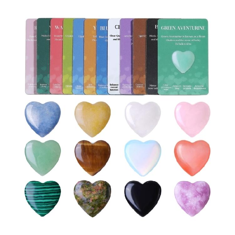

12/24/36Pcs Heart Shape Natural Stone with Blessing Message Card Pocket Sized Encouragement Gift for Kid Valentines Gift