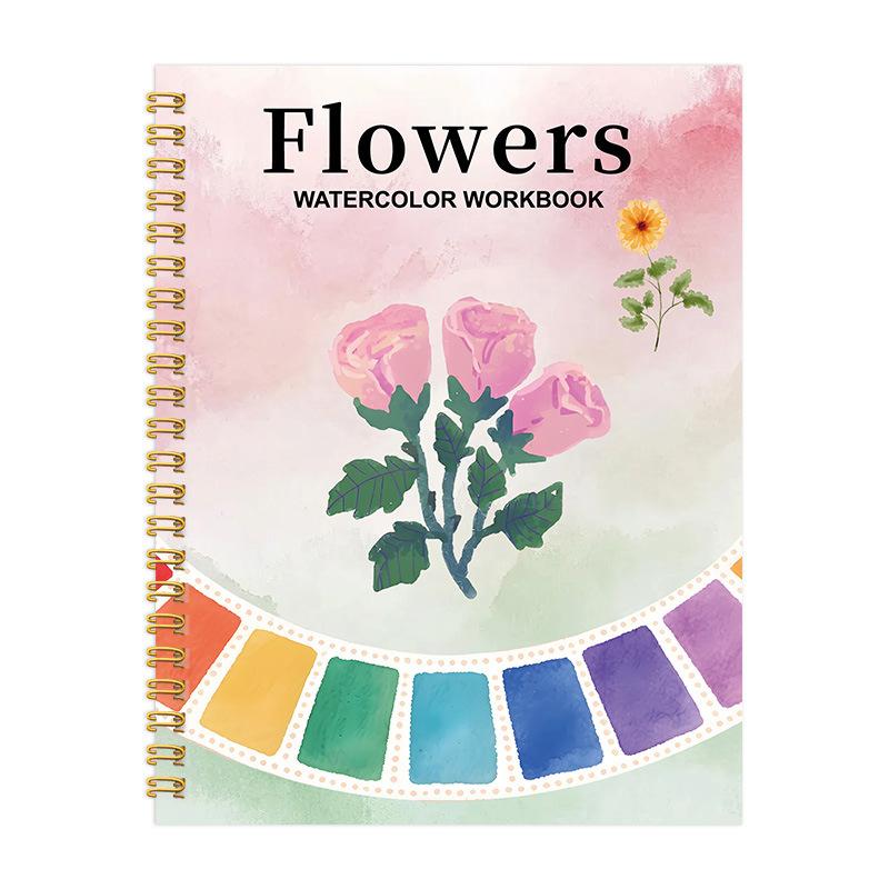 Flower Watercolor Painting Coloring Book For Beginners Adults