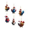 2D Christmas Rooster Ornament Cartoon Car Chicken Pendants Flat Rooster Pendant  Party Supplies
