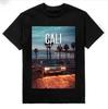 Cali Life Style Beach Car T Shirt Unisex Unisex Short Sleeve Palm Seaside Sunset Poster Crew Neck Cotton California Style Casual Tee