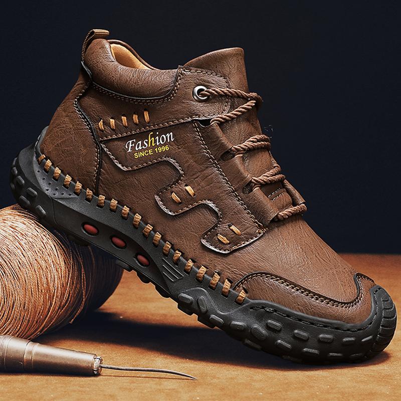 Autumn Winter Plus Velvet Warm Handmade Mens Boots Comfortable Ankle Casual Moccasins Shoes Size 38 48
