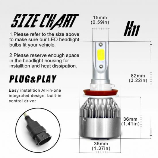 For Hyundai Elantra 2013-2018 Kit H7 H11 LED Headlight High & Low Combo Bulbs 4x